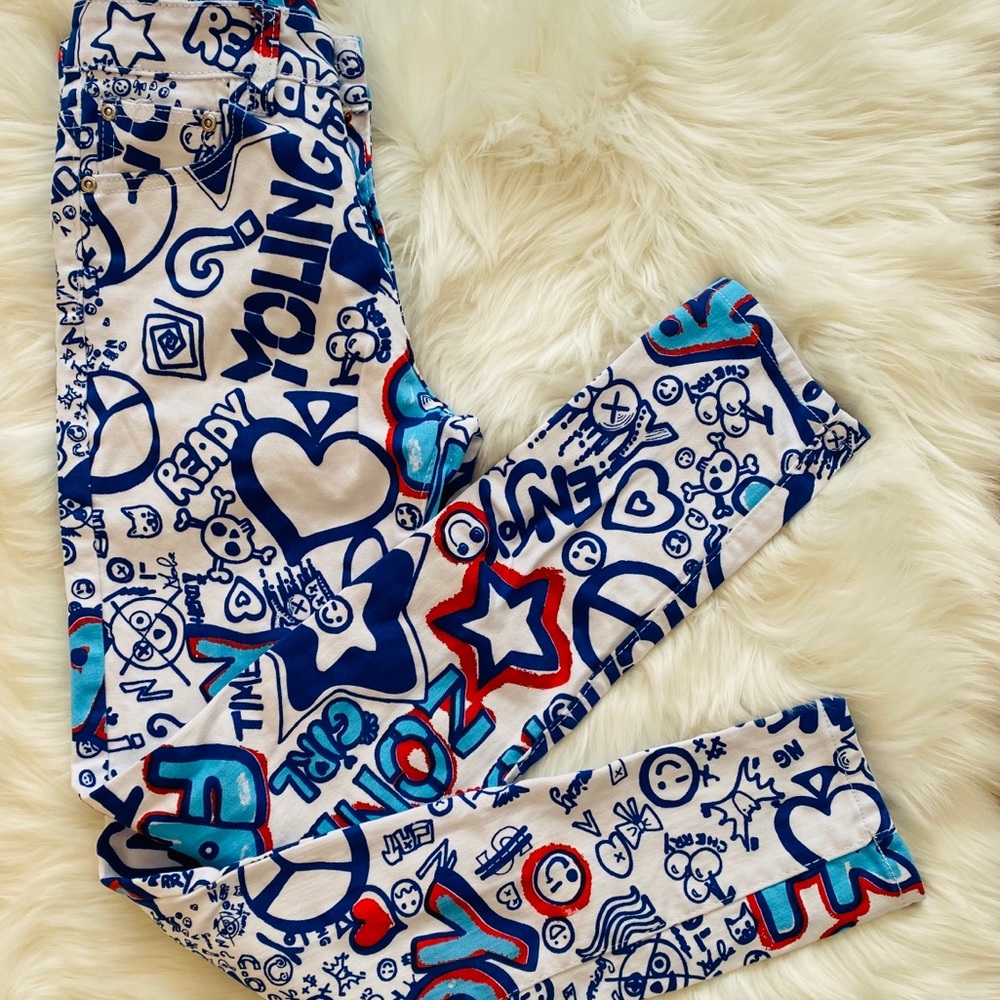 Graphic Skinny Jeans Red White Blue